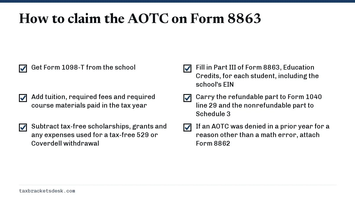 How to claim the AOTC on Form 8863