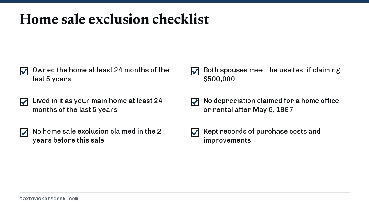 Home sale exclusion checklist