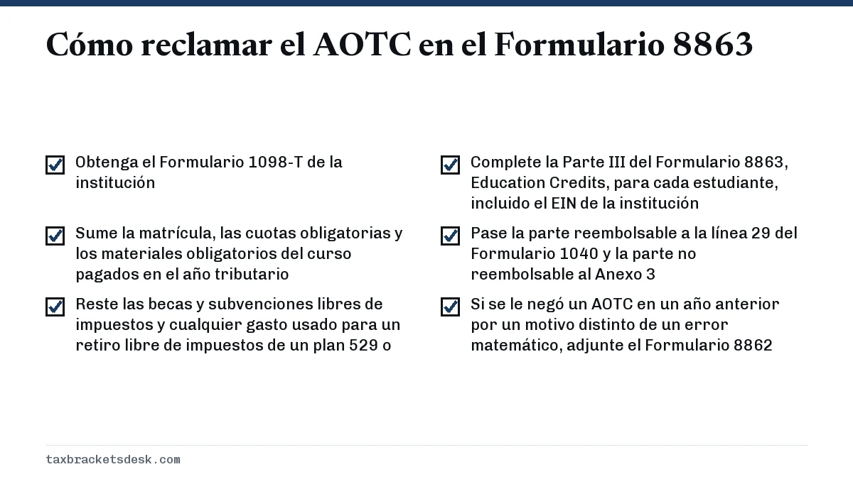 Cómo reclamar el AOTC en el Formulario 8863