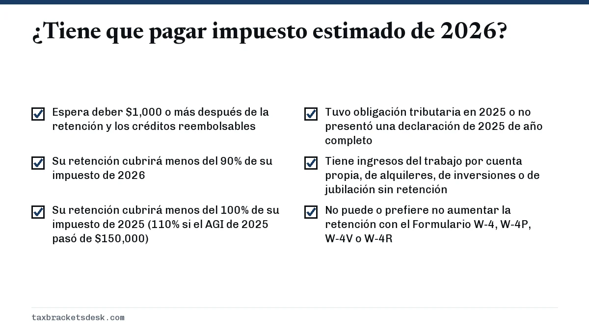 ¿Tiene que pagar impuesto estimado de 2026?