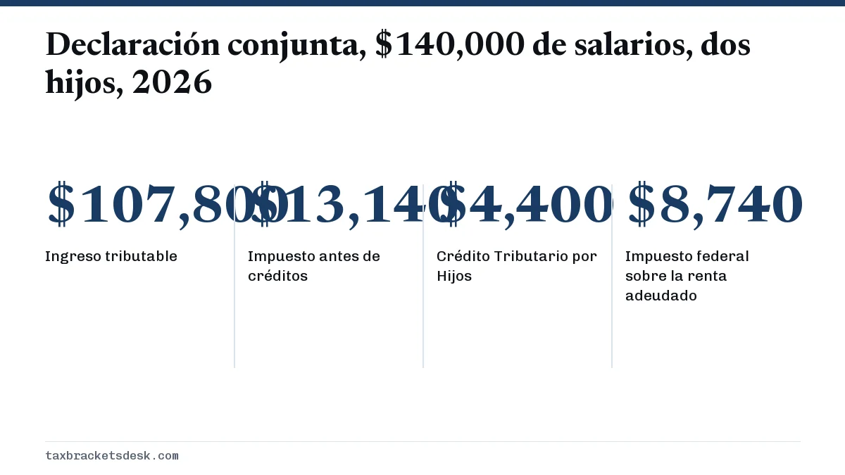 Declaración conjunta, $140,000 de salarios, dos hijos, 2026