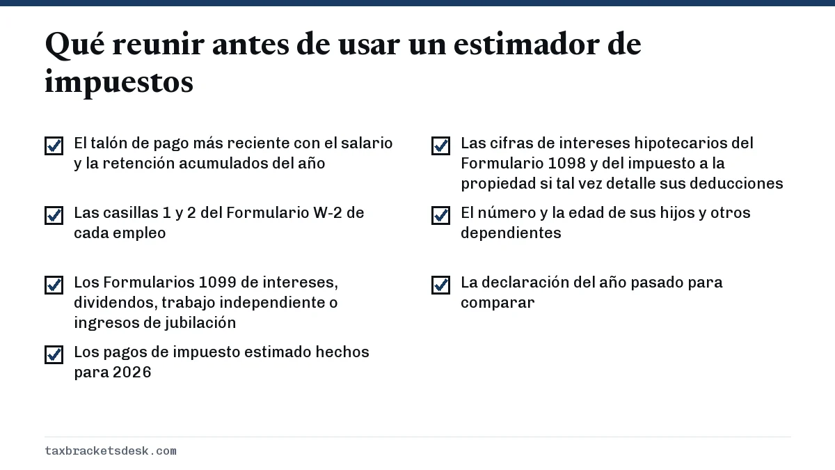 Qué reunir antes de usar un estimador de impuestos