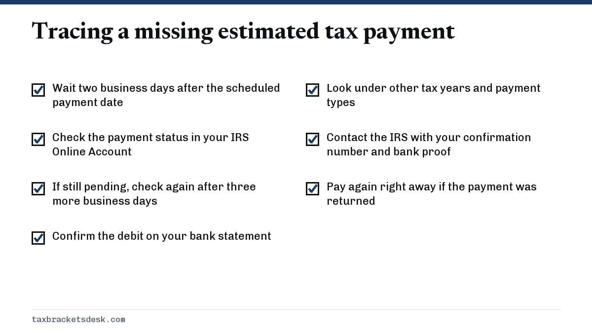 Tracing a missing estimated tax payment