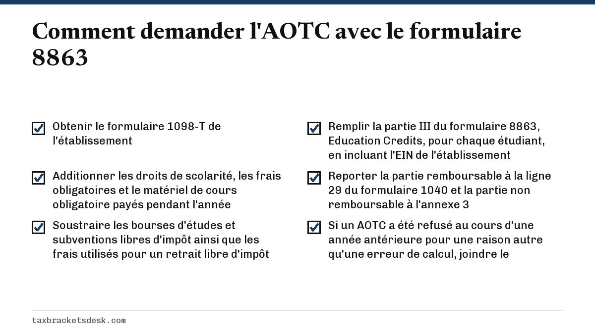 Comment demander l'AOTC avec le formulaire 8863
