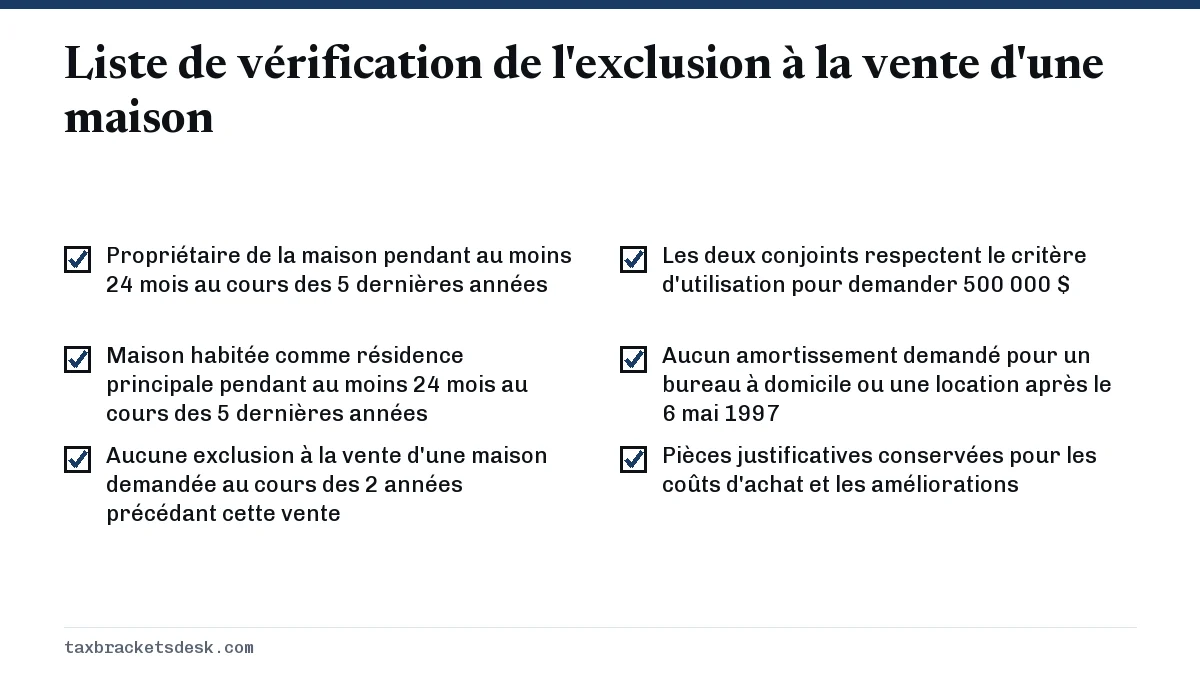 Liste de vérification de l'exclusion à la vente d'une maison