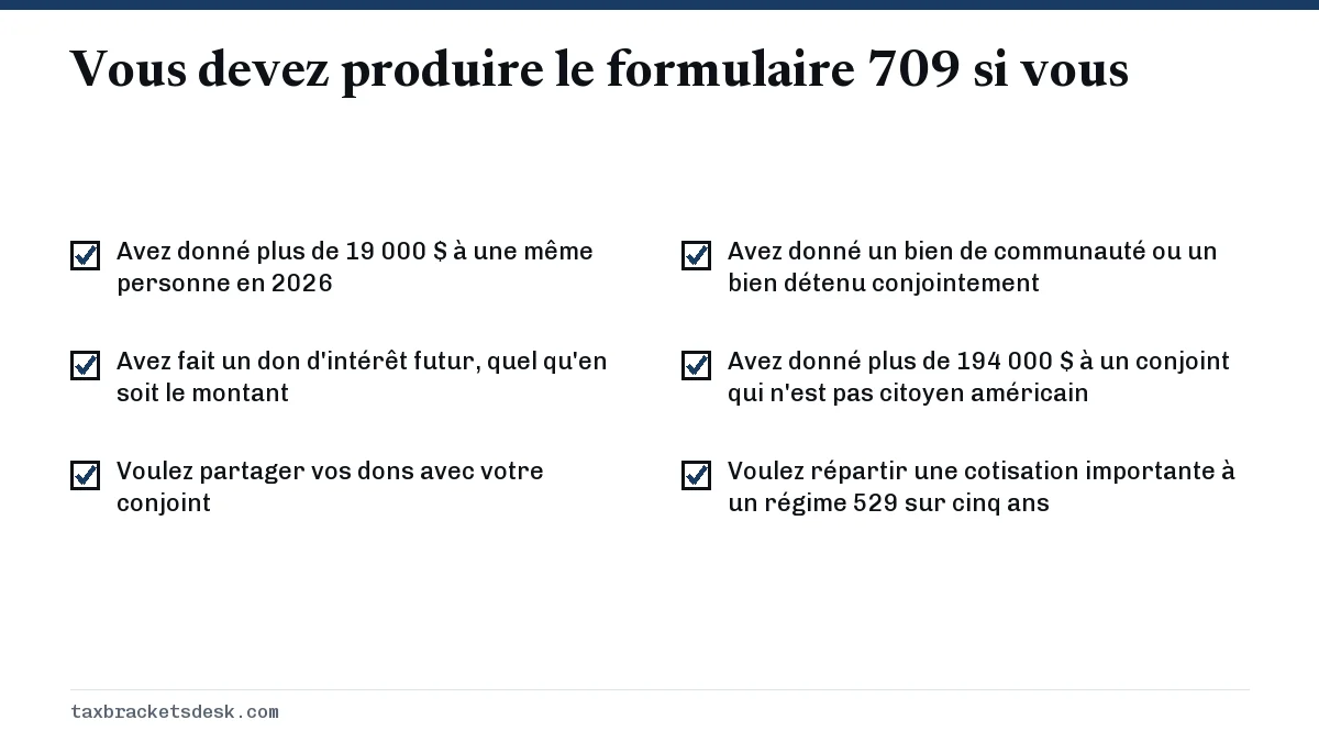 Vous devez produire le formulaire 709 si vous