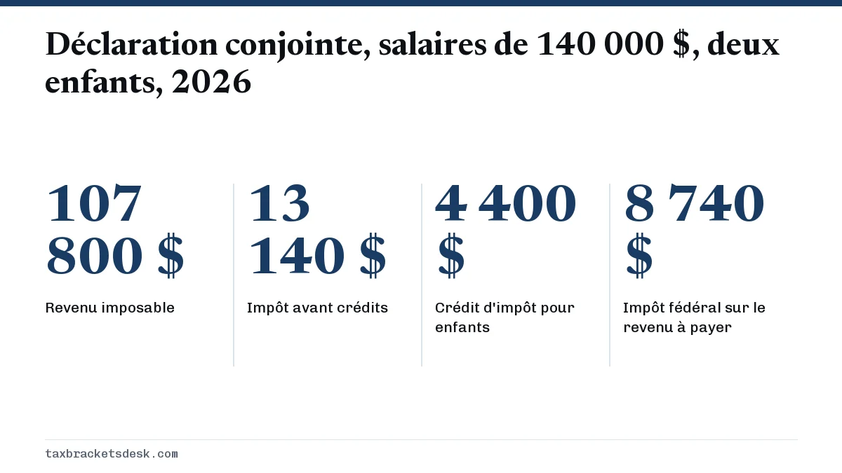 Déclaration conjointe, salaires de 140 000 $, deux enfants, 2026