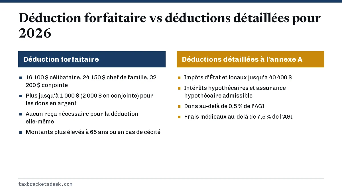 Déduction forfaitaire vs déductions détaillées pour 2026