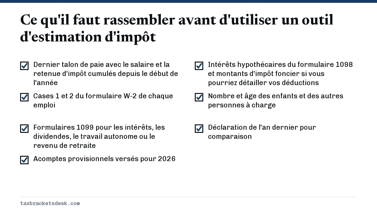 Ce qu'il faut rassembler avant d'utiliser un outil d'estimation d'impôt