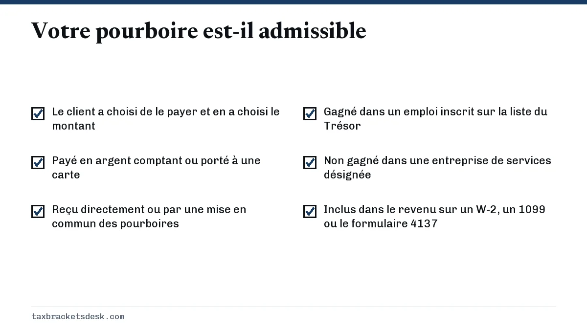 Votre pourboire est-il admissible
