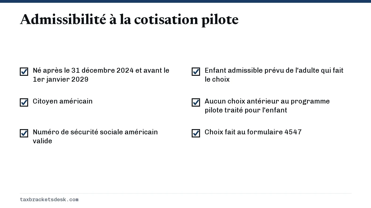 Admissibilité à la cotisation pilote