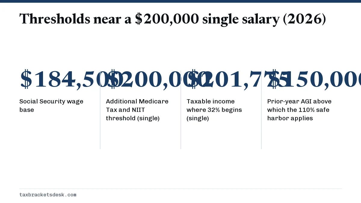 Thresholds near a $200,000 single salary (2026)