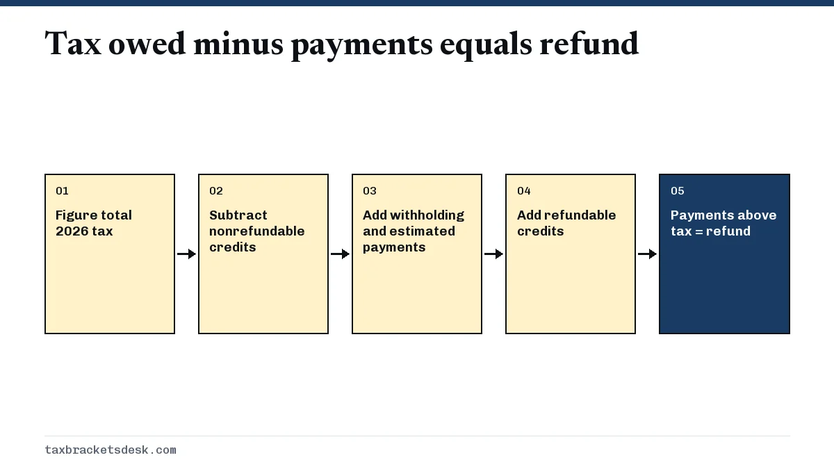 Tax owed minus payments equals refund
