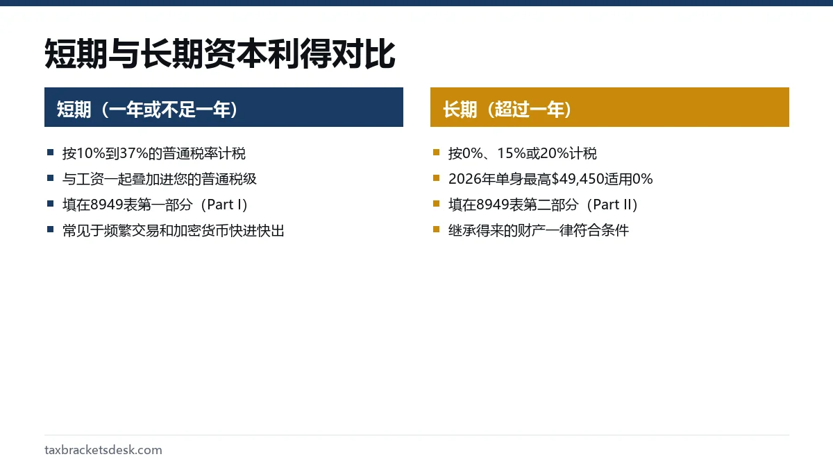 短期与长期资本利得对比
