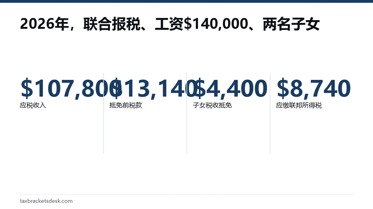 2026年,联合报税、工资$140,000、两名子女