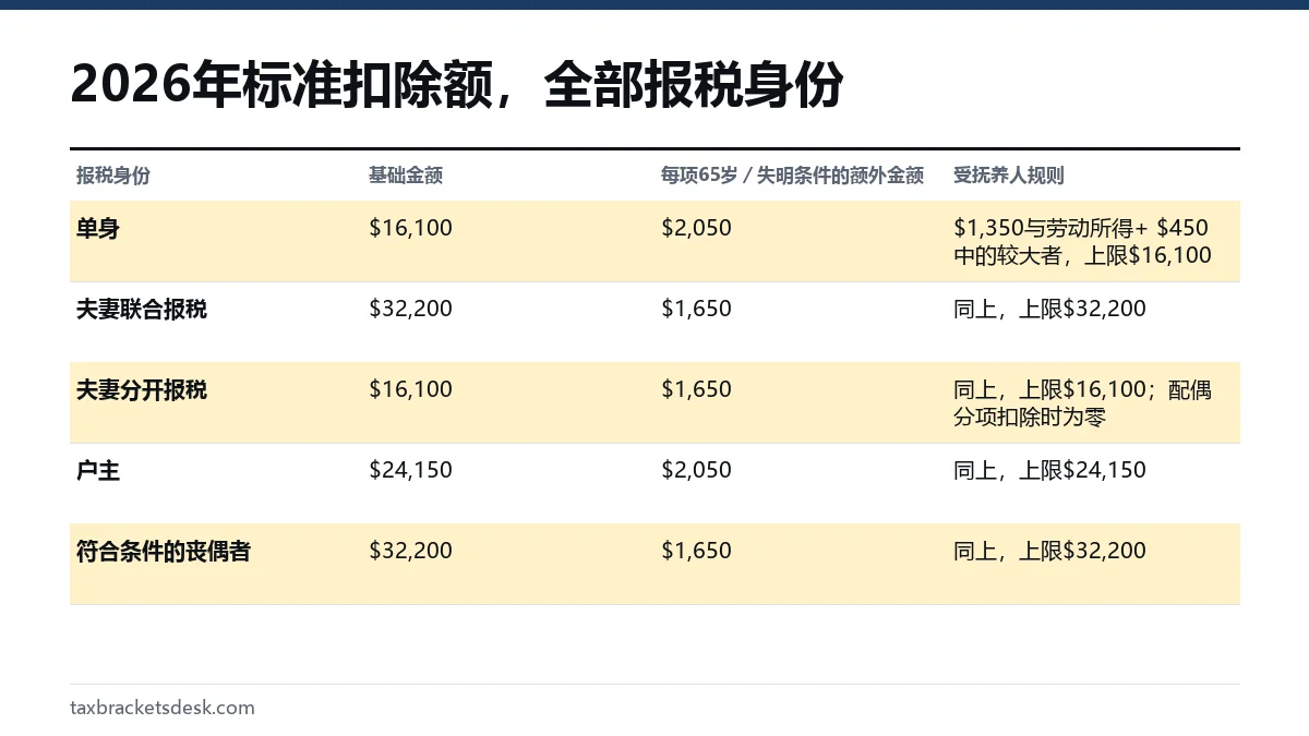 2026年标准扣除额,全部报税身份