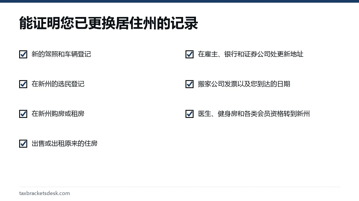 能证明您已更换居住州的记录